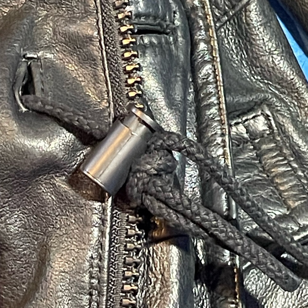 Aggio black leather racer jacket full zip size L - Picture 8 of 11